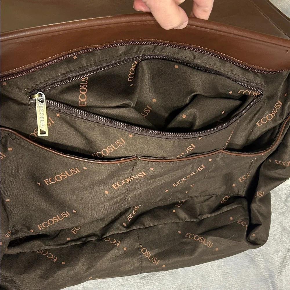 Ecosusi Women’s Brown Vegan Leather Bow Briefcase/ Laptop Bag / Backpack